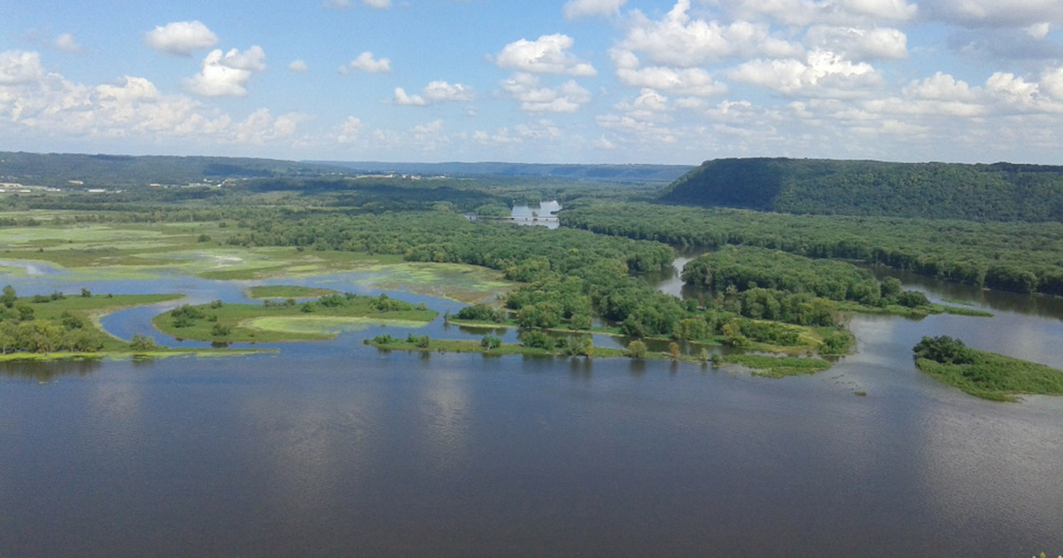 Wisconsin River confluence with Mississippi River from Iowa side