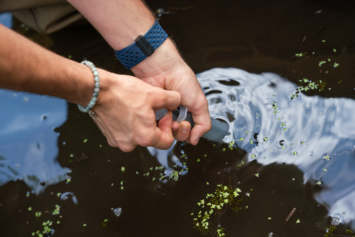 pond water testing in a syringe
