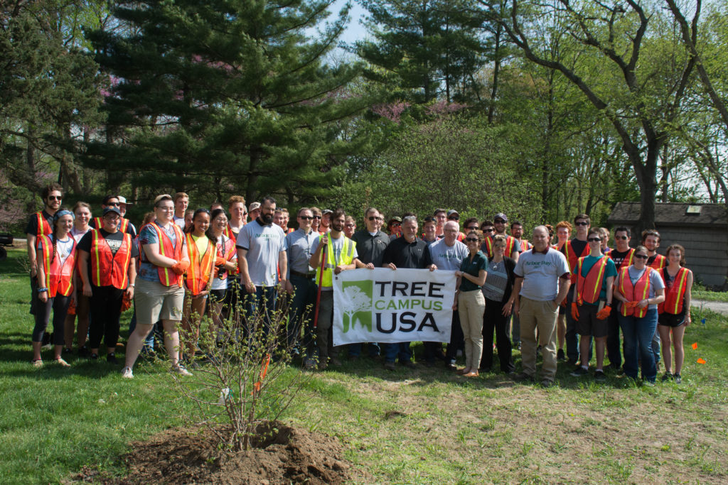 Students and faculty celebrating Arbor Day - Tree Campus USA