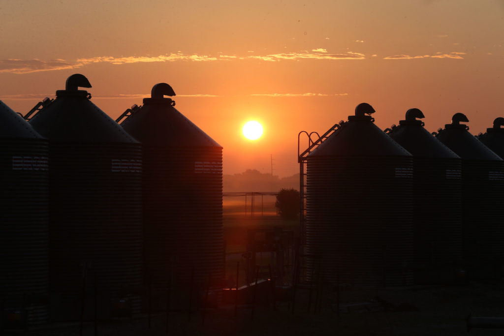 Sunrise at Agronomy Center for Research and Education (ACRE) - 05/26/2017 - Photos capture a sunrise over bins at the Agronomy Center for Research and Education.