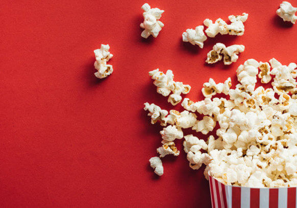 Popcorn in a movie theater bucket