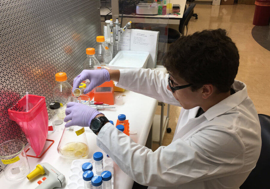 Ethan Smiley working in the Lab